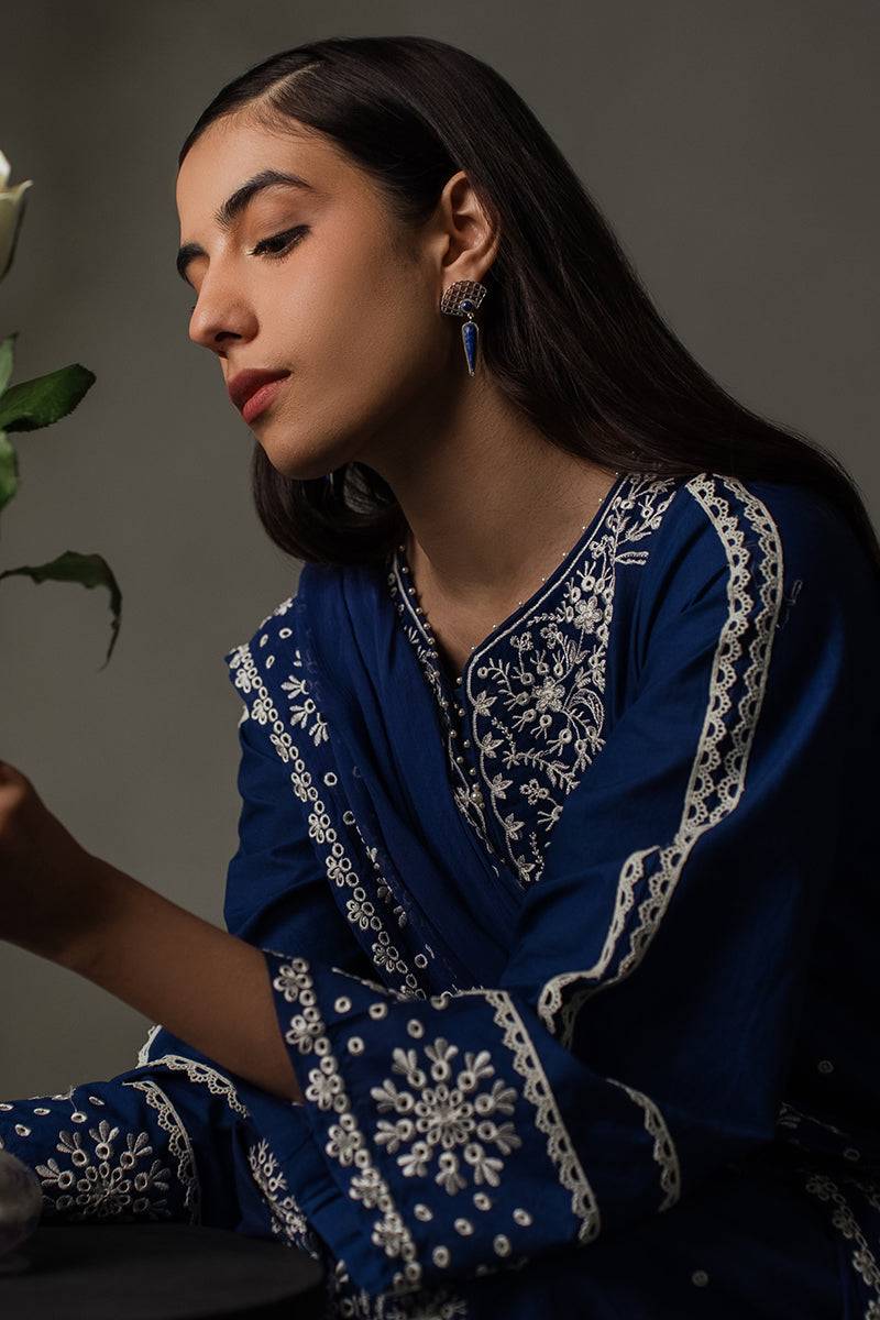 Cross Stitch | Eid Collection | MIDNIGHT BLUE - Pakistani Designer Dress - by Cross Stitch | Type: Luxury - 100% Original at Saira Sultan