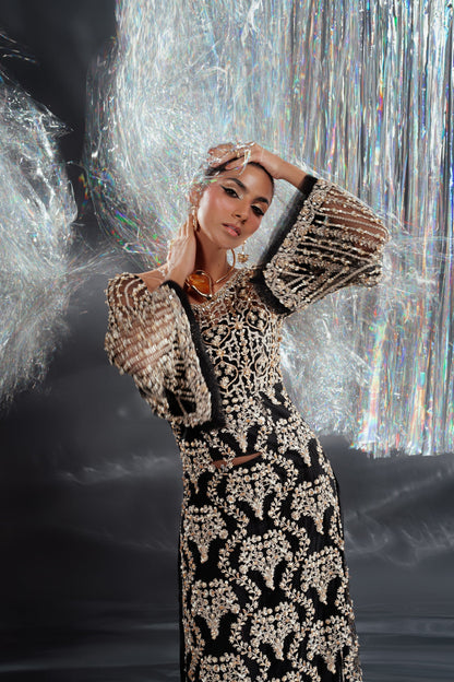 Ammara Khan | Kara Wedding Formals | D-01 M Black Net