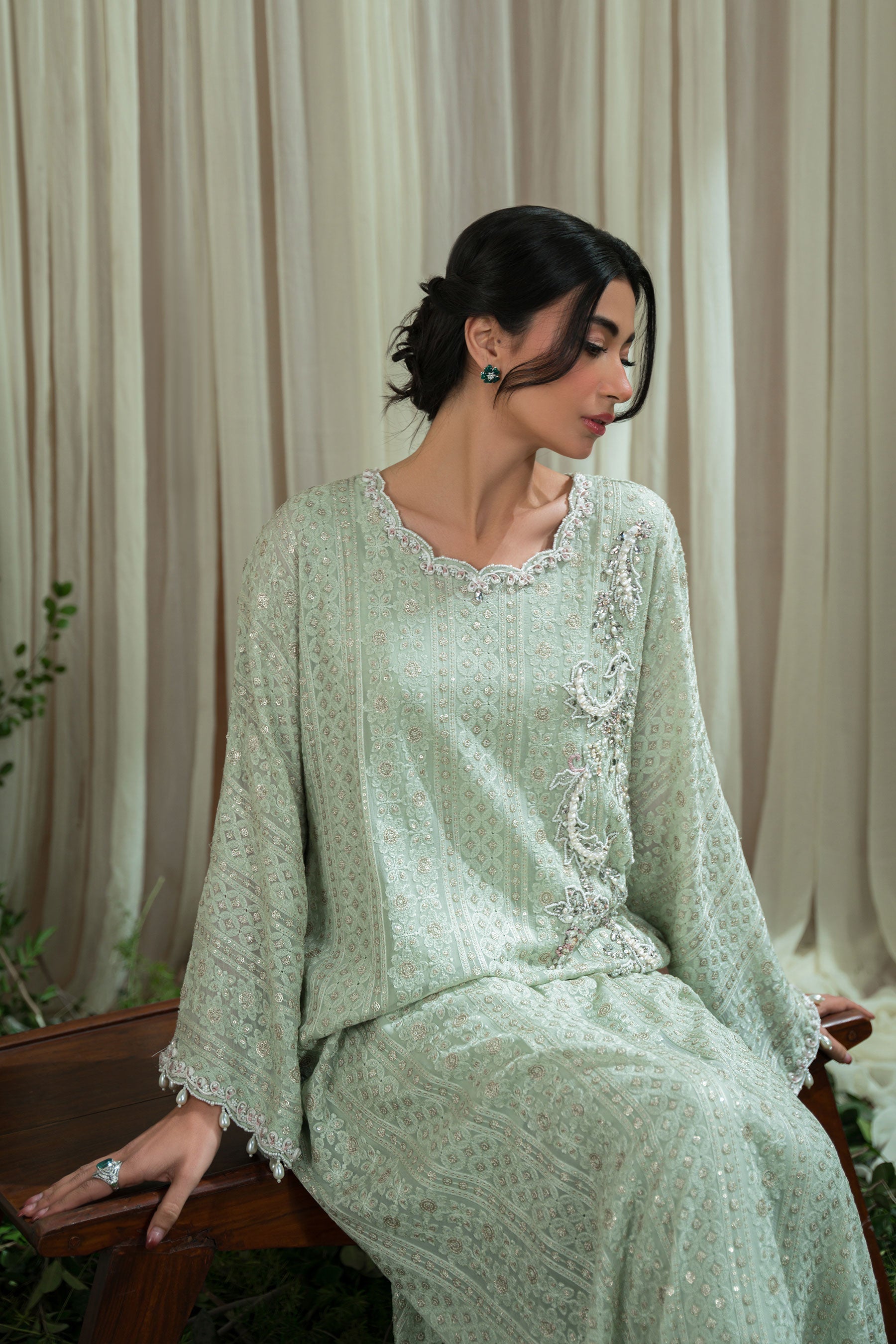 Ammara Khan | Sia 25 | D-08 M Pastel Mint Blended Silk