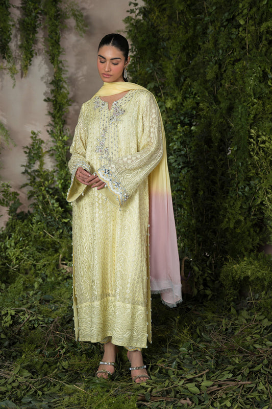 Ammara Khan | Sia 25 | D-09 XS Pastel Yellow Chiffon