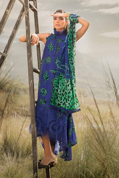 Maria B | M Prints Winter 24 | MPT-2410-A M Rich Navy Linen