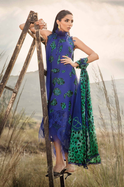 Maria B | M Prints Winter 24 | MPT-2410-A XL Rich Navy Linen