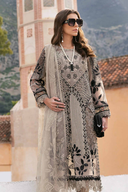 Maria B | Luxury Lawn 25 | D-2510-B XL Gray Paper Cotton