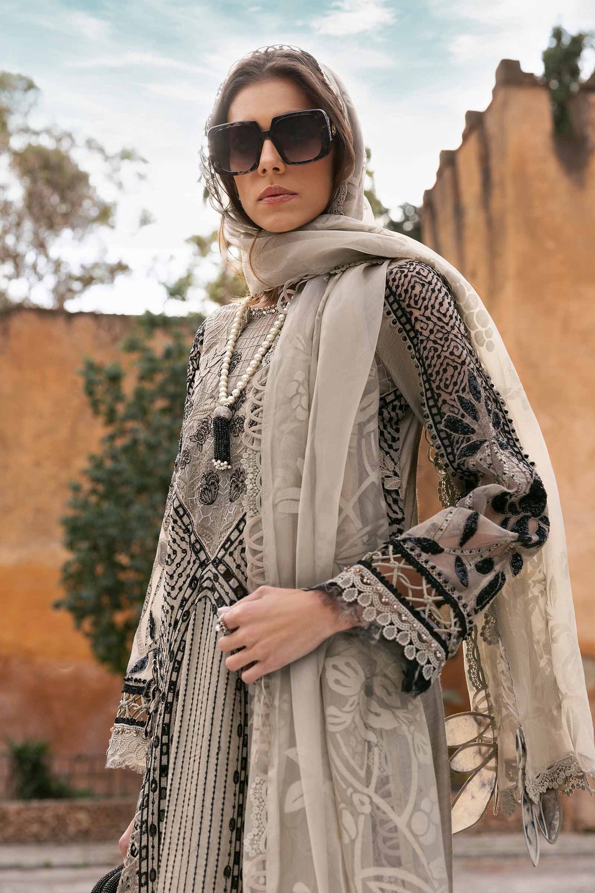 Maria B | Luxury Lawn 25 | D-2510-B M Gray Paper Cotton