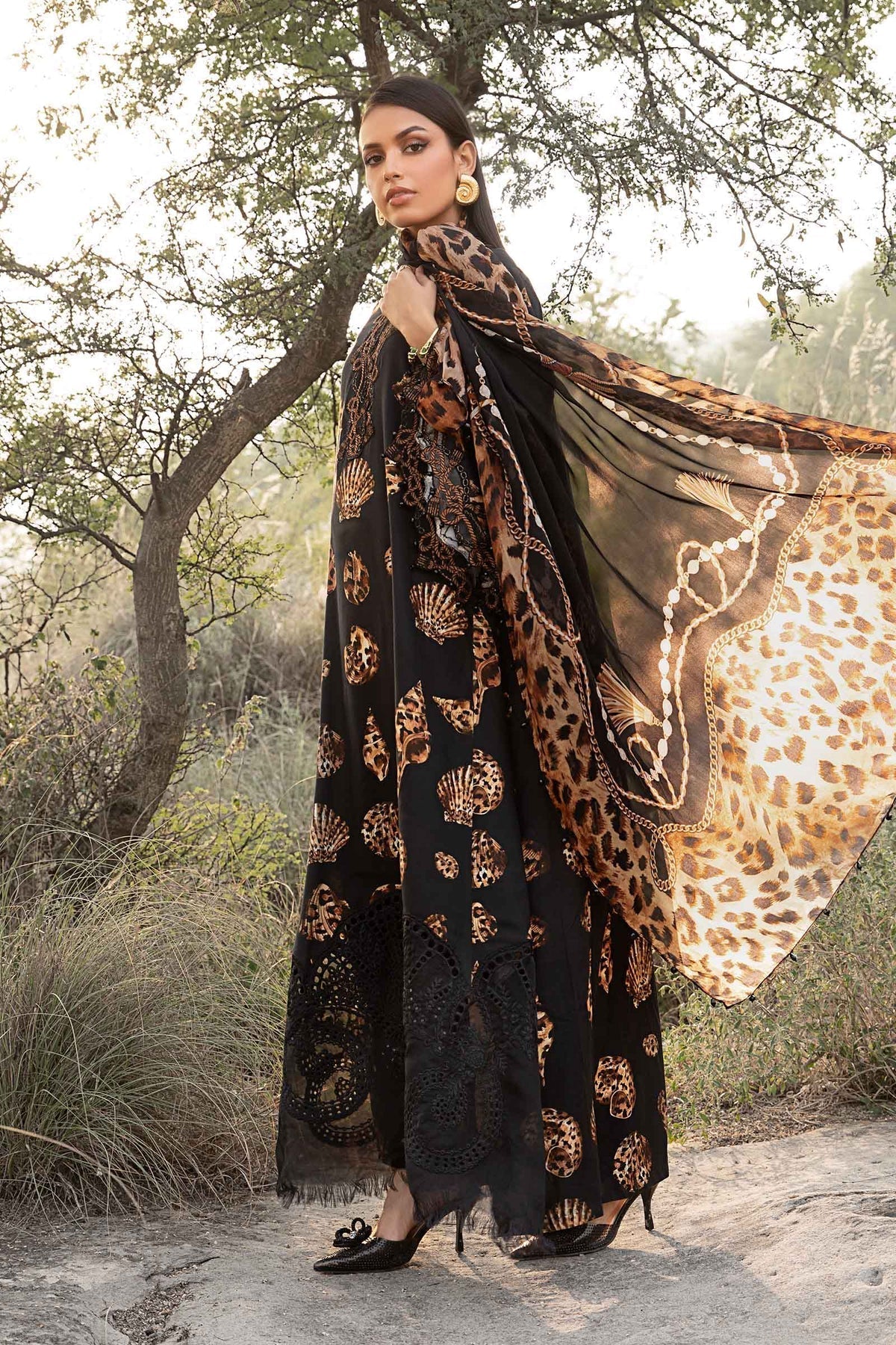Maria B | M Prints Winter 24 | MPT-2410-B M Black Linen