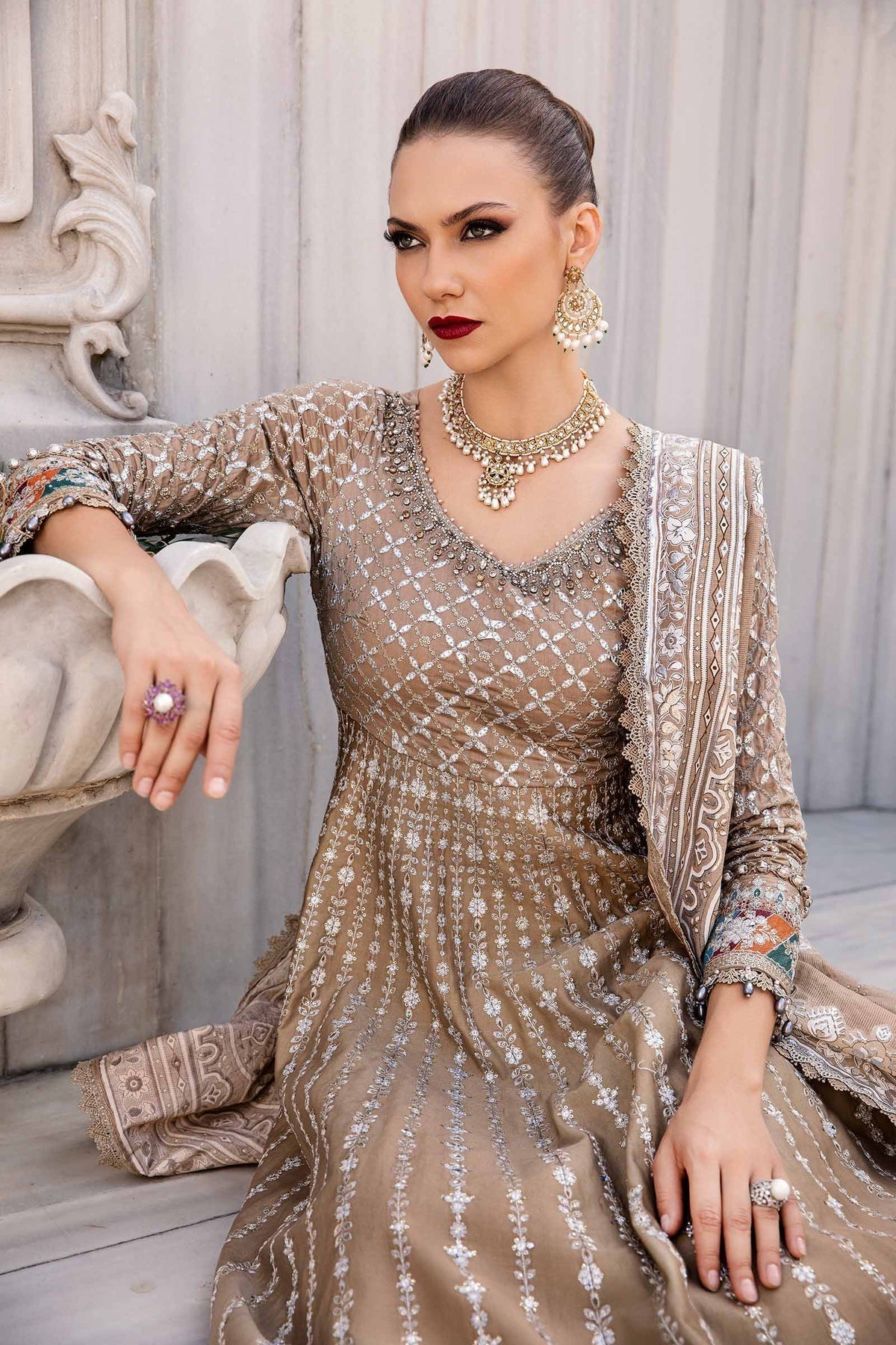 Maria B | Sateen Formals 24 | CST-810 - Pakistani Designer Dress - by Maria B | Type: Formal - 100% Original at Saira Sultan