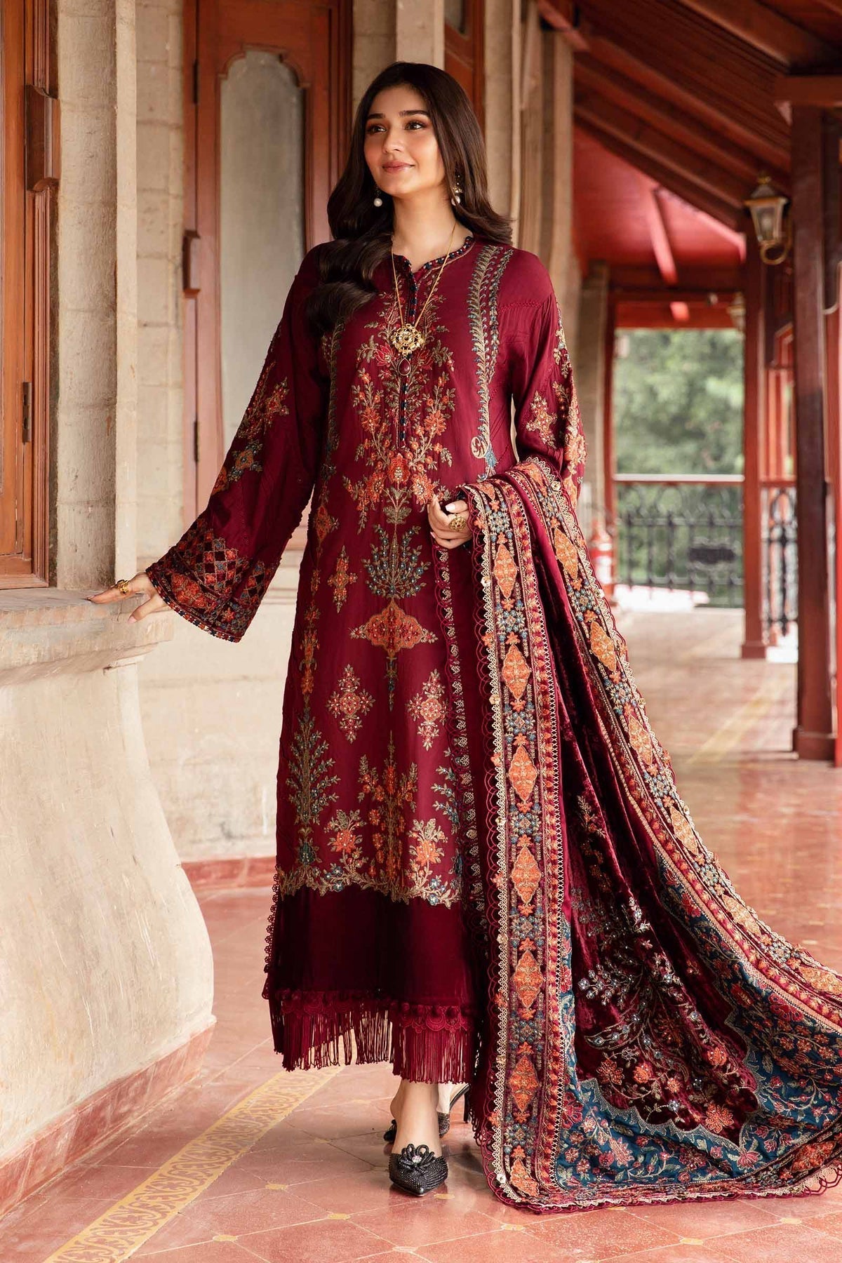 Maria B | Winter Luxe 24 | Velvet DL-1210 - Pakistani Designer Dress - by Maria B | Type: Ladies Clothes - 100% Original at Saira Sultan