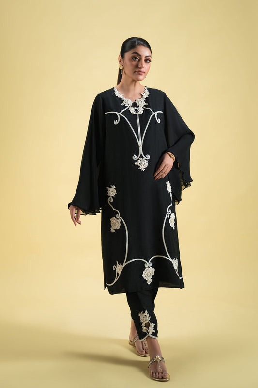 Ammara Khan | Sia 25 | D-11-B XS Black Blended Silk
