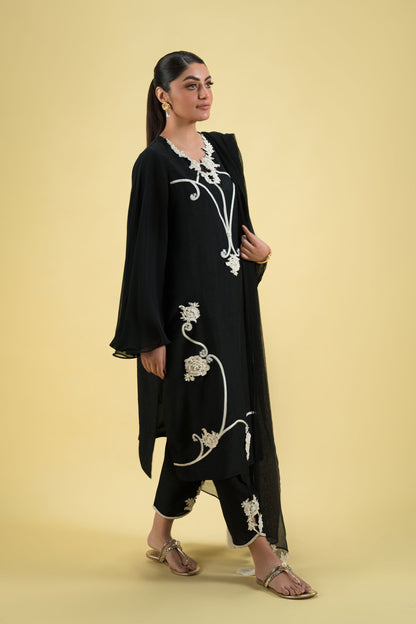 Ammara Khan | Sia 25 | D-11-B M Black Blended Silk