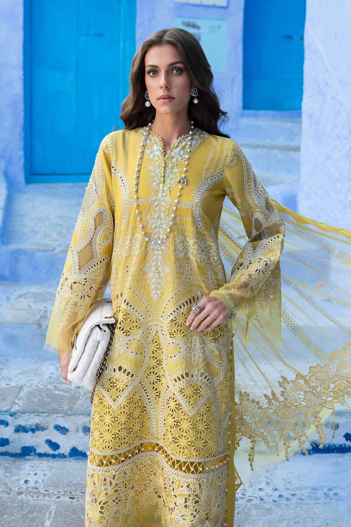 Maria B | Luxury Lawn 25 | D-2512-A L Lime Lawn