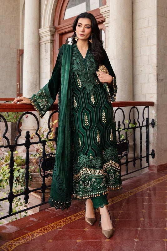 Maria B | Winter Luxe 24 | Velvet DL-1212 - Pakistani Designer Dress - by Maria B | Type: Ladies Clothes - 100% Original at Saira Sultan