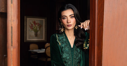 Maria B | Winter Luxe 24 | Velvet DL-1212 - Pakistani Designer Dress - by Maria B | Type: Ladies Clothes - 100% Original at Saira Sultan