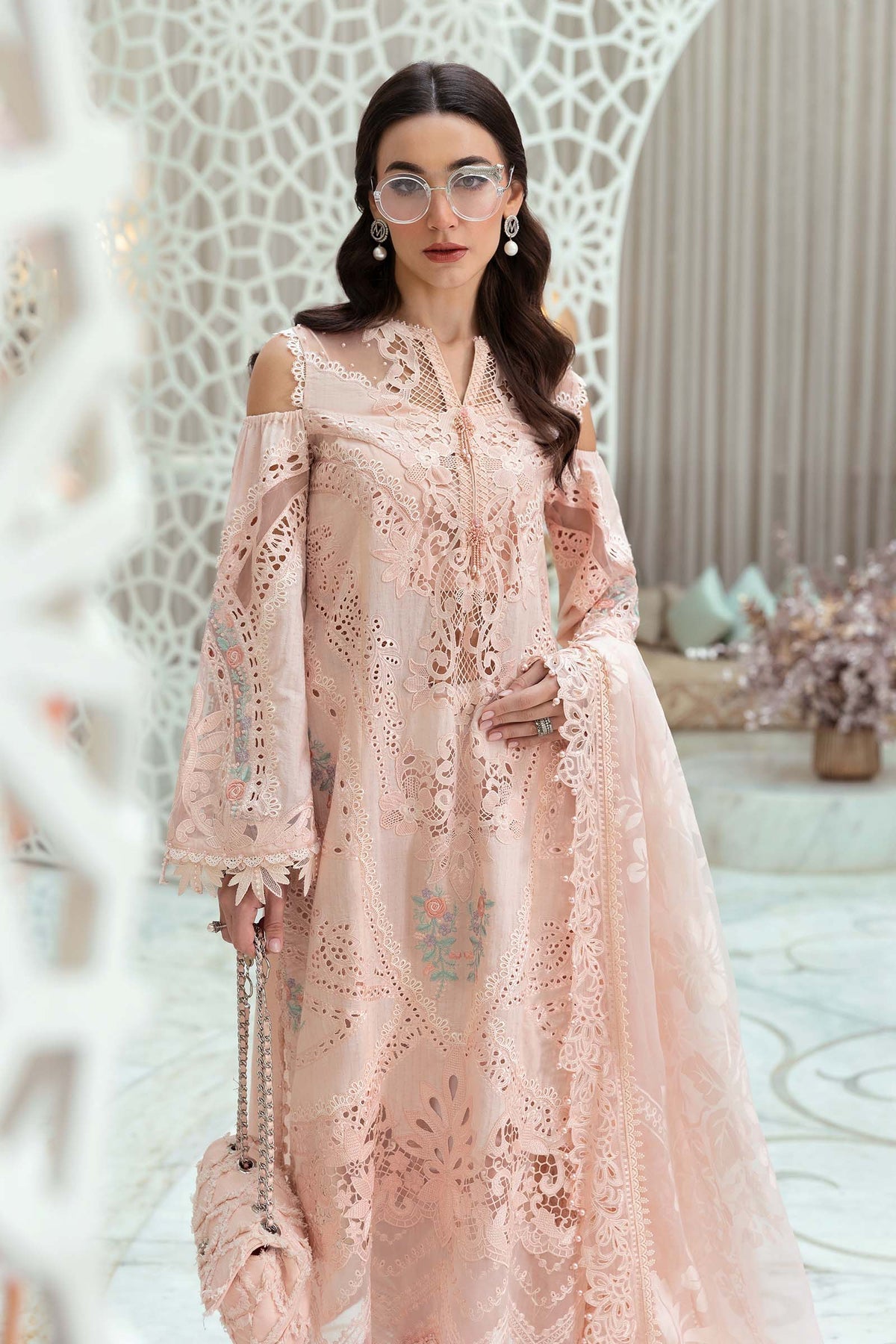 Maria B | Luxury Lawn 25 | D-2513-A M Pale Peach Lawn