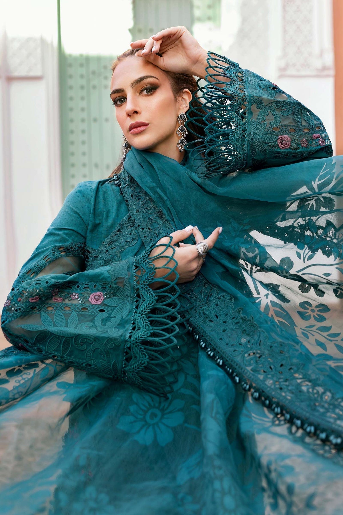 Maria B | Luxury Lawn 25 | D-2513-B XL Teal Lawn