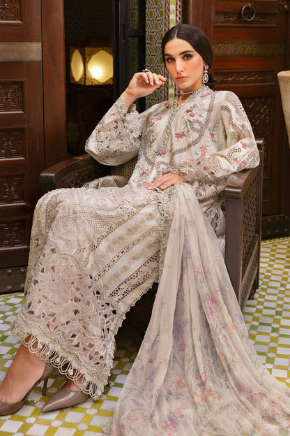 Maria B | Luxury Lawn 25 | D-2514-B Custom Size Beige Lawn