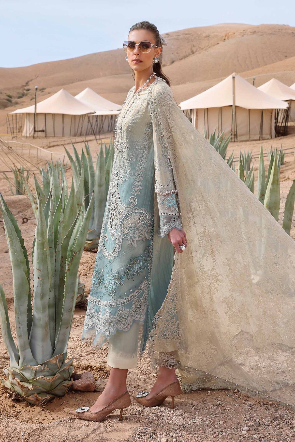 Maria B | Luxury Lawn 25 | D-2515-B S Beige Lawn
