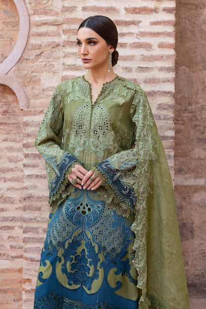 Maria B | Luxury Lawn 25 | D-2501-A S Olive Paper Cotton