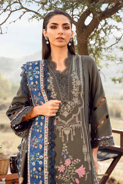 Maria B | M Prints Winter 24 | MPT-2401-A M Gray Linen