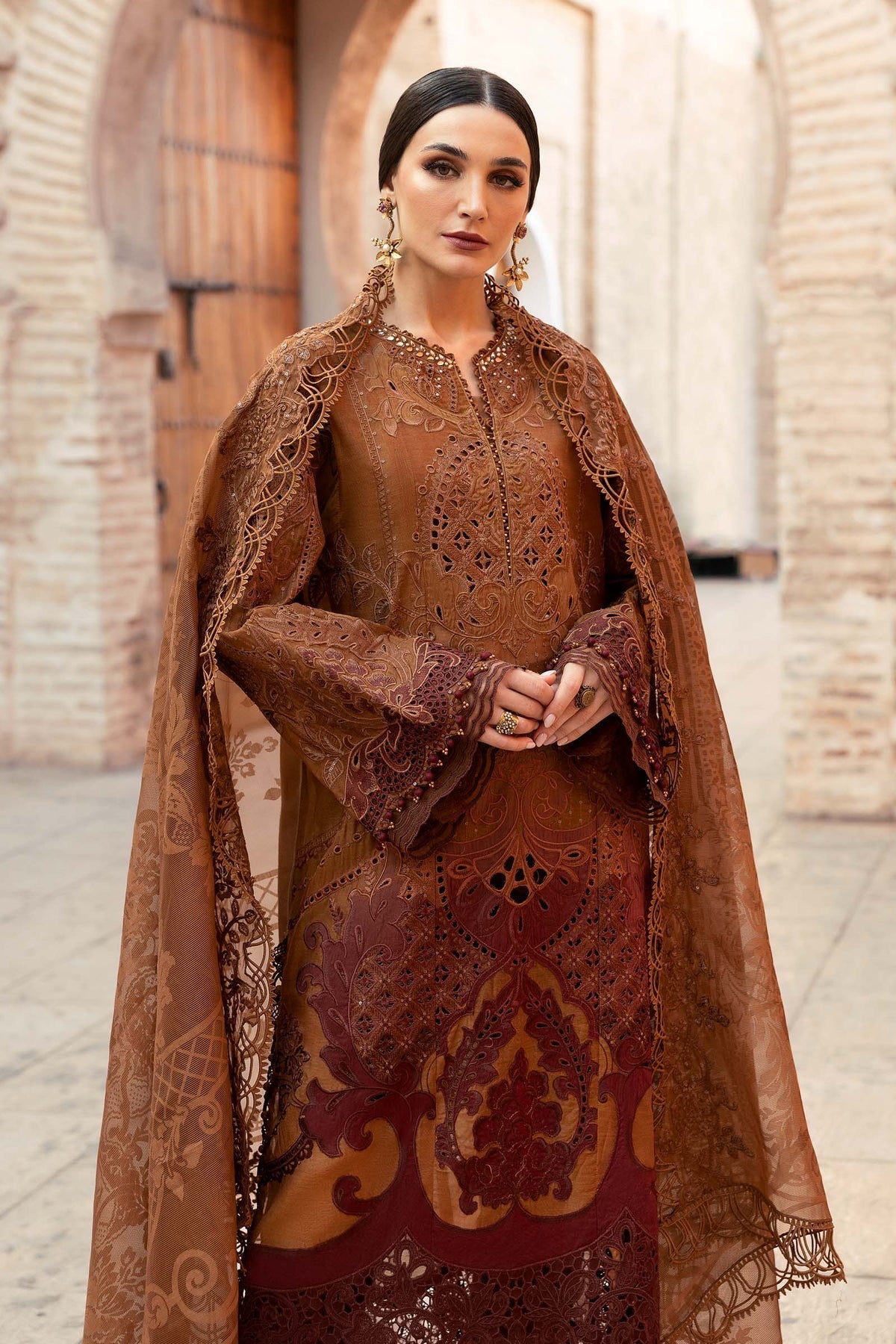 Maria B | Luxury Lawn 25 | D-2501-B S Brown Paper Cotton