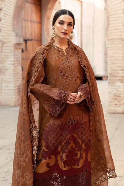Maria B | Luxury Lawn 25 | D-2501-B S Brown Paper Cotton