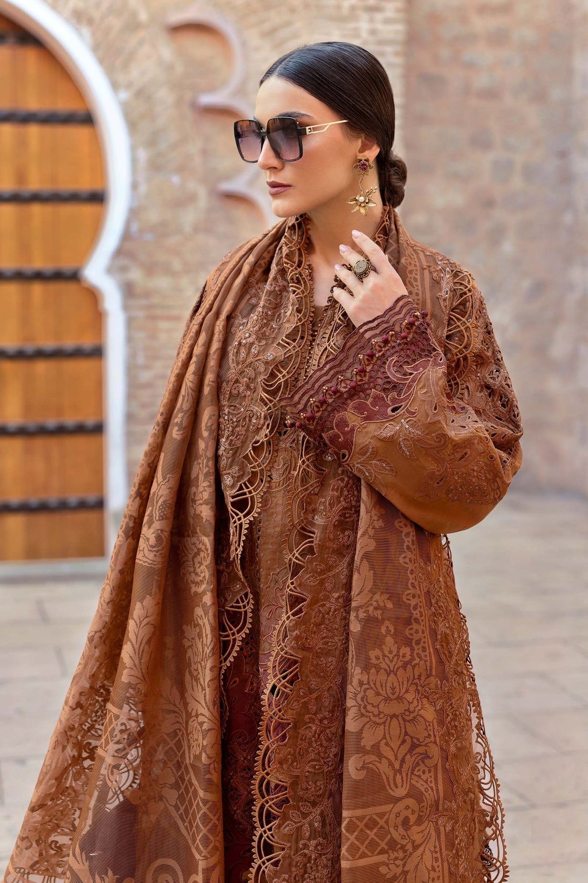 Maria B | Luxury Lawn 25 | D-2501-B L Brown Paper Cotton