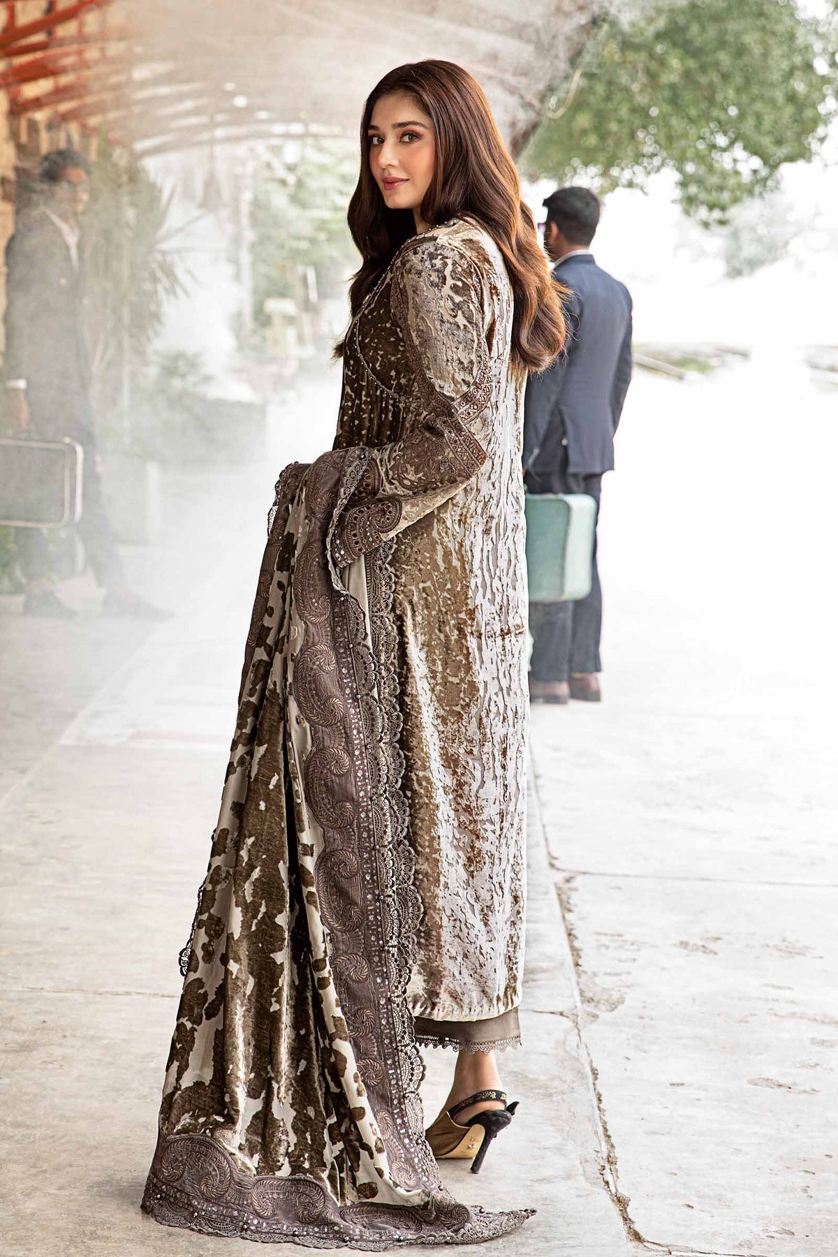 Maria B | Winter Luxe 24 | Velvet DL-1201 - Pakistani Designer Dress - by Maria B | Type: Ladies Clothes - 100% Original at Saira Sultan