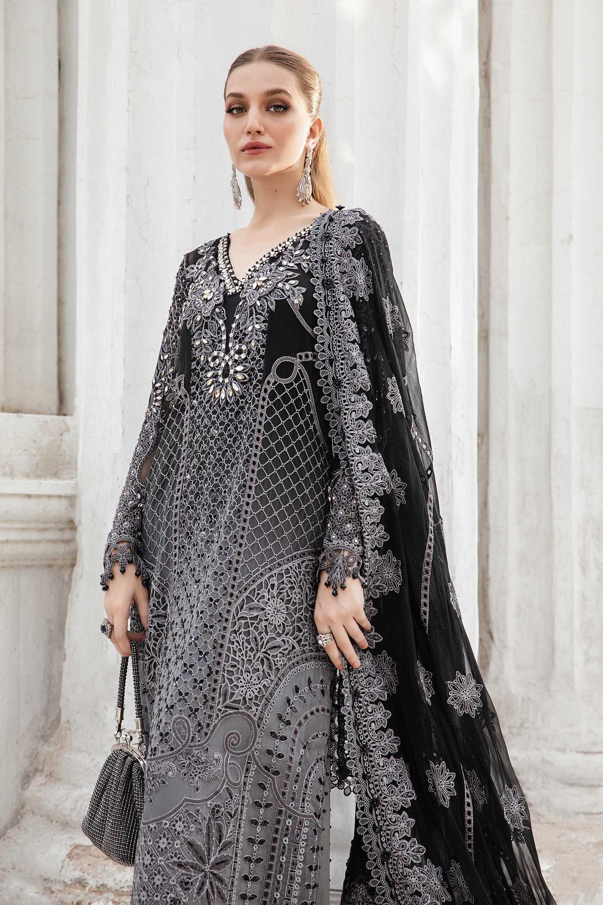 Maria B | Chiffon Formals 24 | Chiffon Suit | MPC-24-101 - Pakistani Designer Dress - by Maria B | Type: Formal - 100% Original at Saira Sultan
