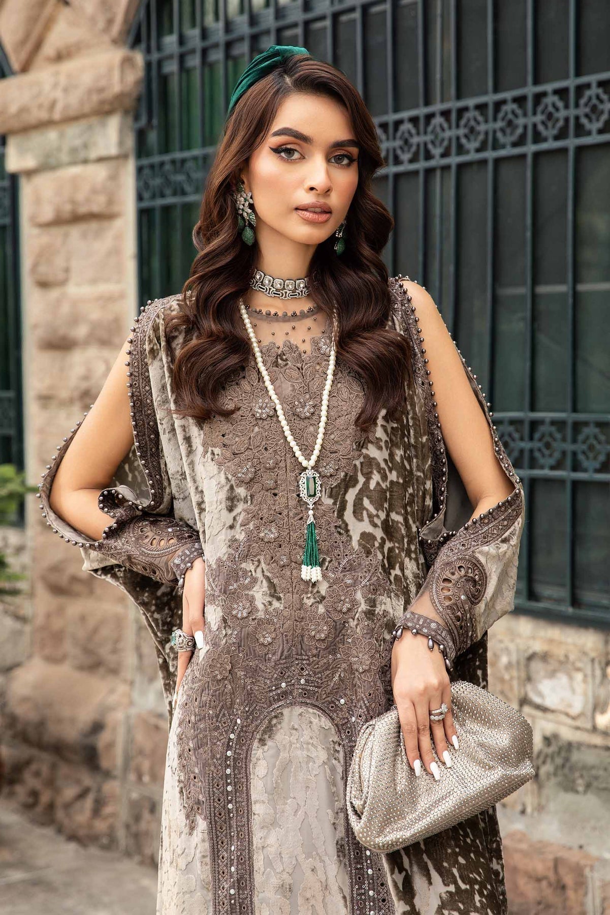 Maria B | Winter Luxe 24 | Velvet DL-1201 - Pakistani Designer Dress - by Maria B | Type: Ladies Clothes - 100% Original at Saira Sultan