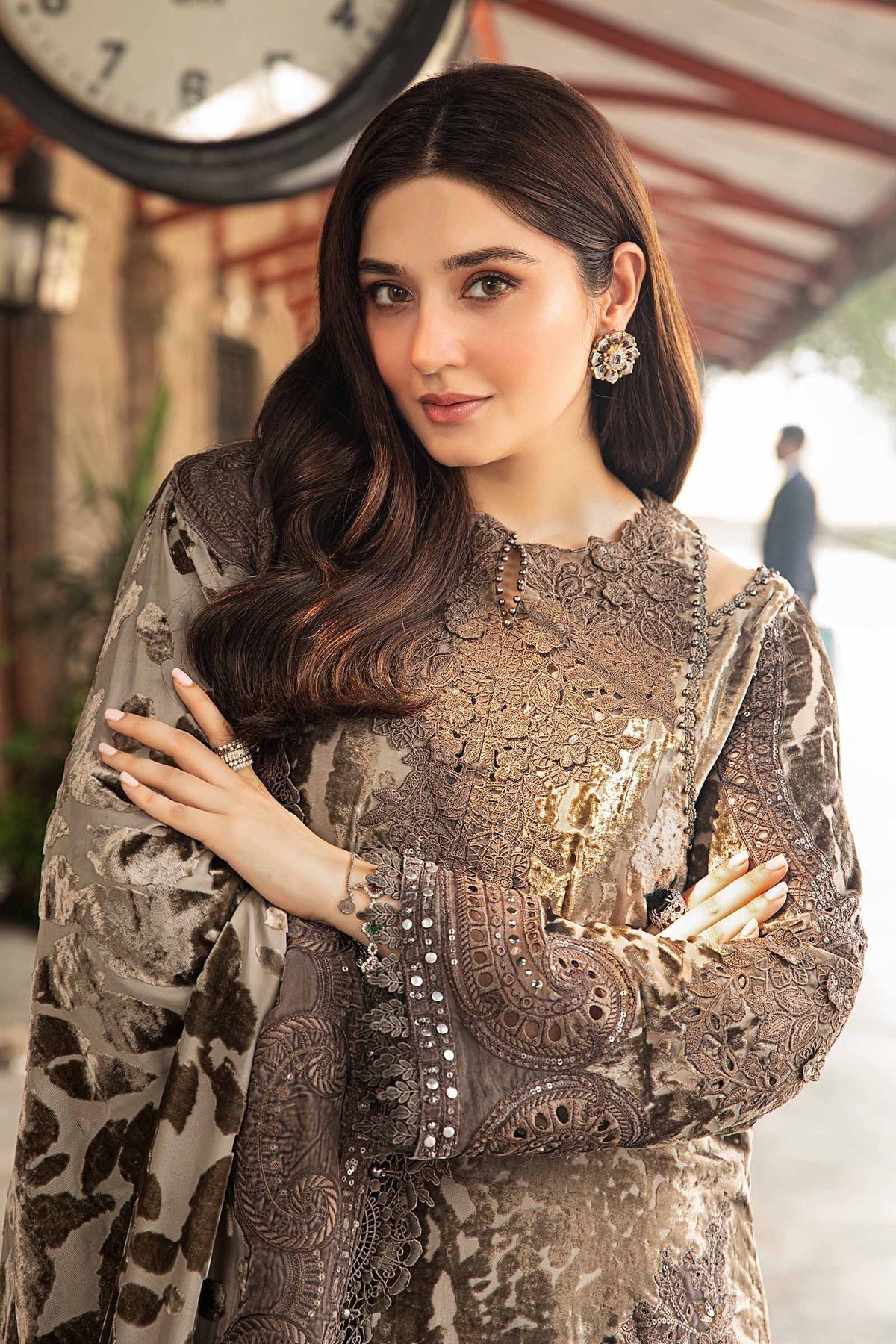 Maria B | Winter Luxe 24 | Velvet DL-1201 - Pakistani Designer Dress - by Maria B | Type: Ladies Clothes - 100% Original at Saira Sultan