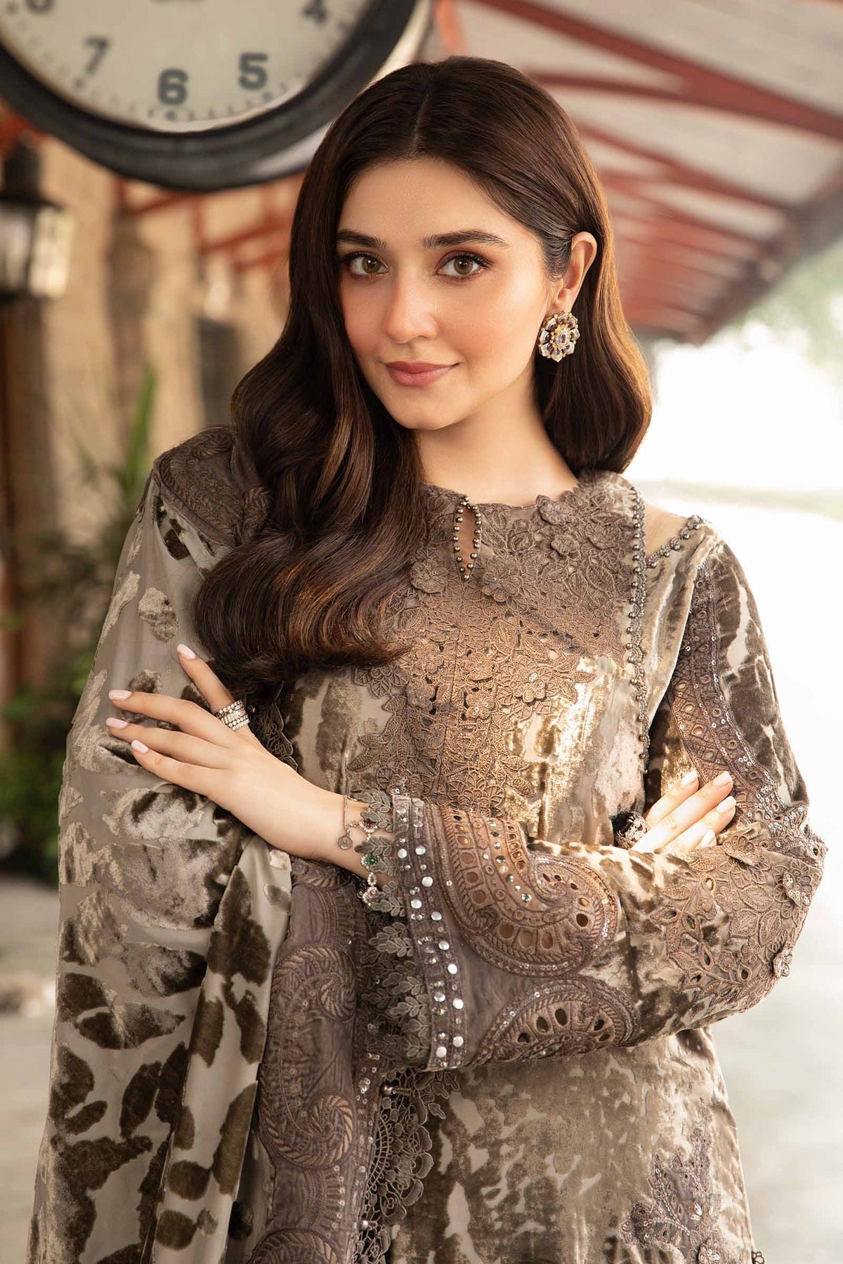 Maria B | Winter Luxe 24 | Velvet DL-1201 - Pakistani Designer Dress - by Maria B | Type: Ladies Clothes - 100% Original at Saira Sultan