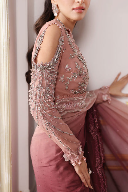 Maria B | Mbroidered 2025 | BD-3001 Custom Size Ash Pink Saree