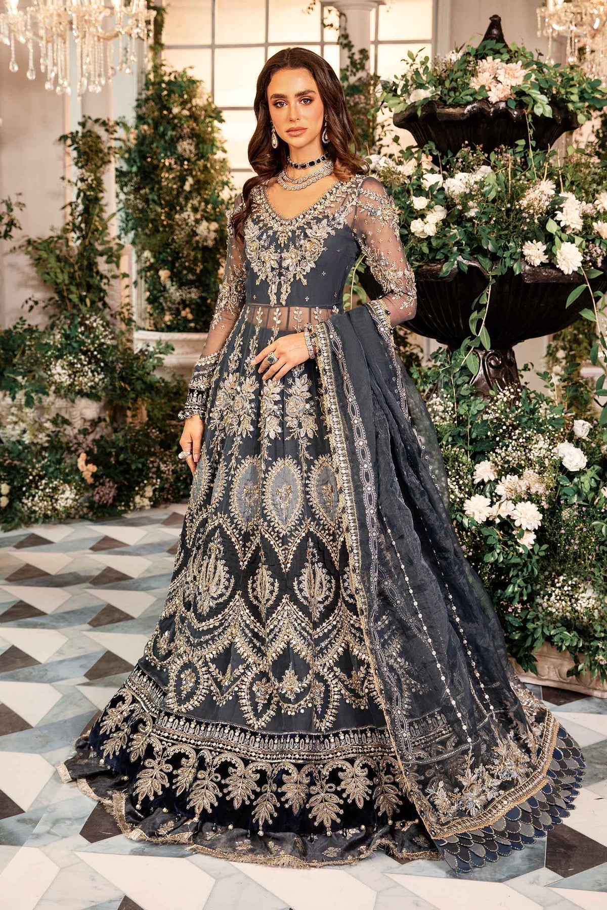 Maria B | Mbroidered Formals 24| Organza Suit | BD-2901 - Pakistani Designer Dress - by Maria B | Type: Ladies Clothes - 100% Original at Saira Sultan