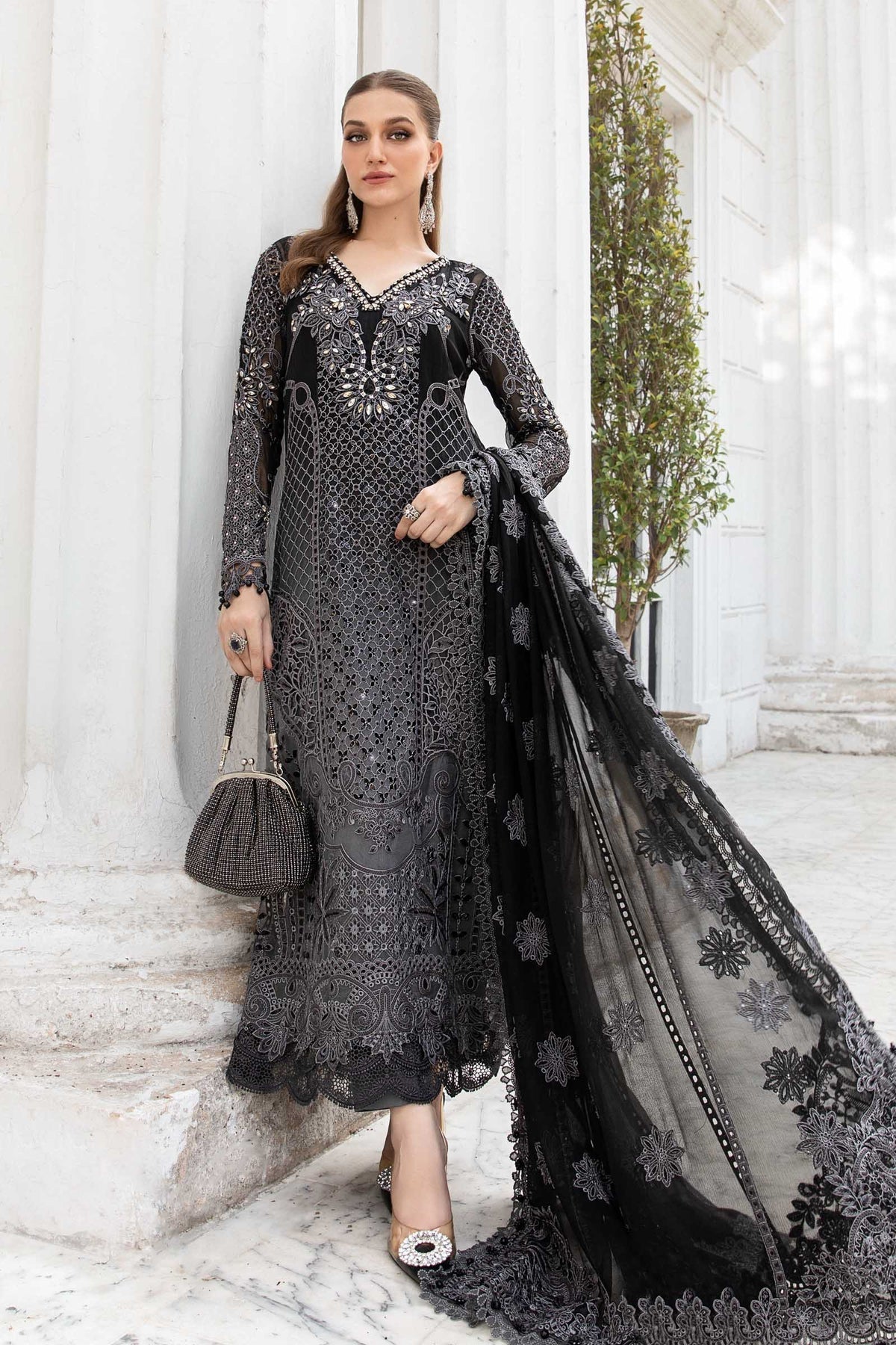 Maria B | Chiffon Formals 24 | Chiffon Suit | MPC-24-101 - Pakistani Designer Dress - by Maria B | Type: Formal - 100% Original at Saira Sultan