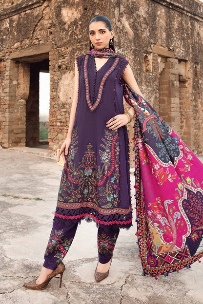 Maria B | M Prints Winter 24 | MPT-2402-A XS Dark Purple Linen