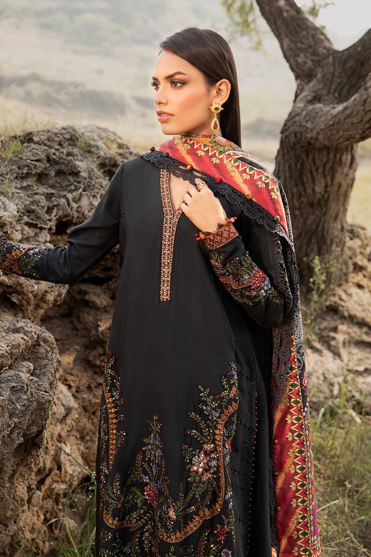 Maria B | M Prints Winter 24 | MPT-2402-B M Black Linen