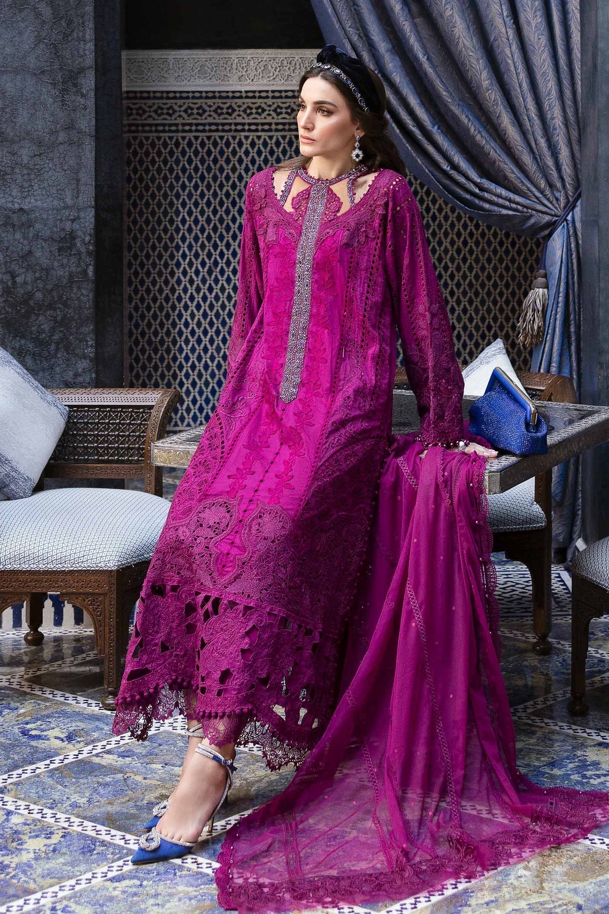 Maria B | Luxury Lawn 25 | D-2502-B L Magenta Lawn