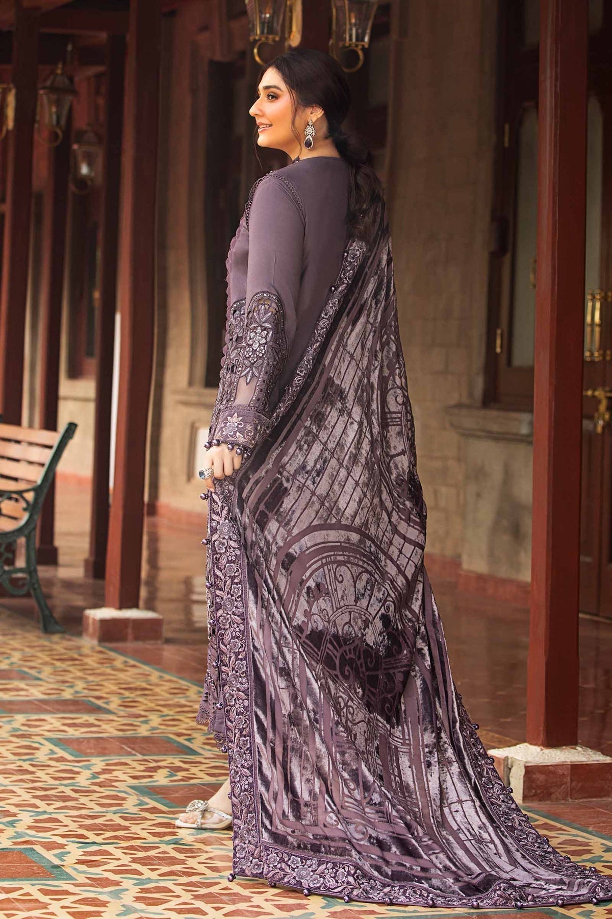 Maria B | Winter Luxe 24 | Velvet DL-1202 - Pakistani Designer Dress - by Maria B | Type: Ladies Clothes - 100% Original at Saira Sultan