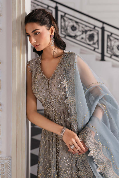 Maria B | Mbroidered 2025 | BD-3002 Custom Size Coffee Short Open Frock with Sharara