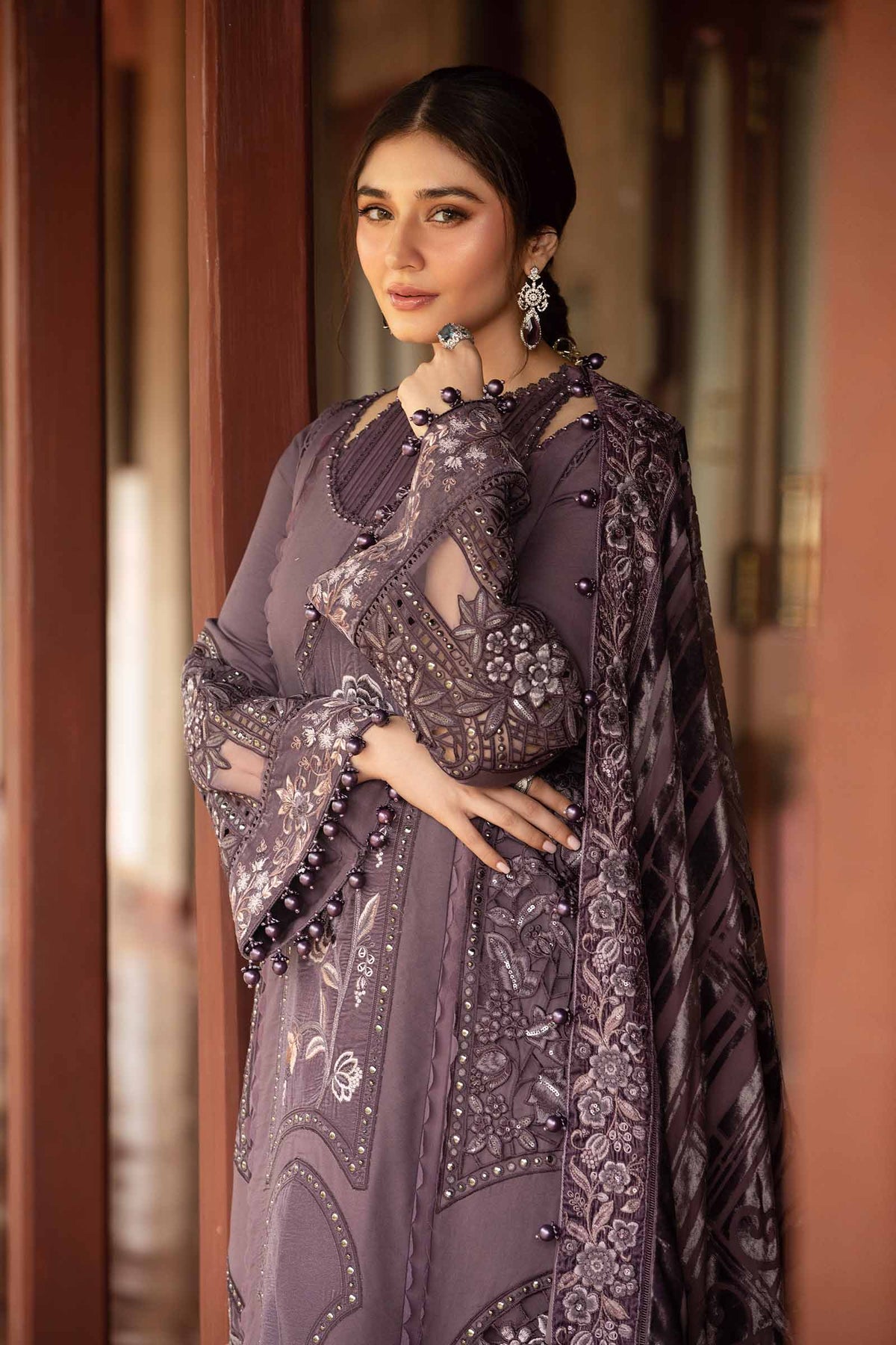 Maria B | Winter Luxe 24 | Velvet DL-1202 - Pakistani Designer Dress - by Maria B | Type: Ladies Clothes - 100% Original at Saira Sultan