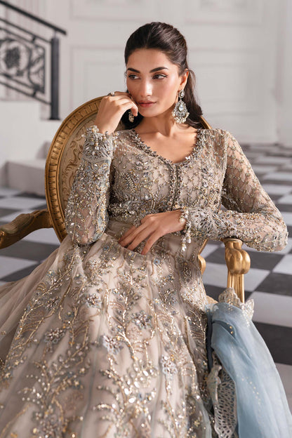 Maria B | Mbroidered 2025 | BD-3002 L Coffee Short Open Frock with Sharara