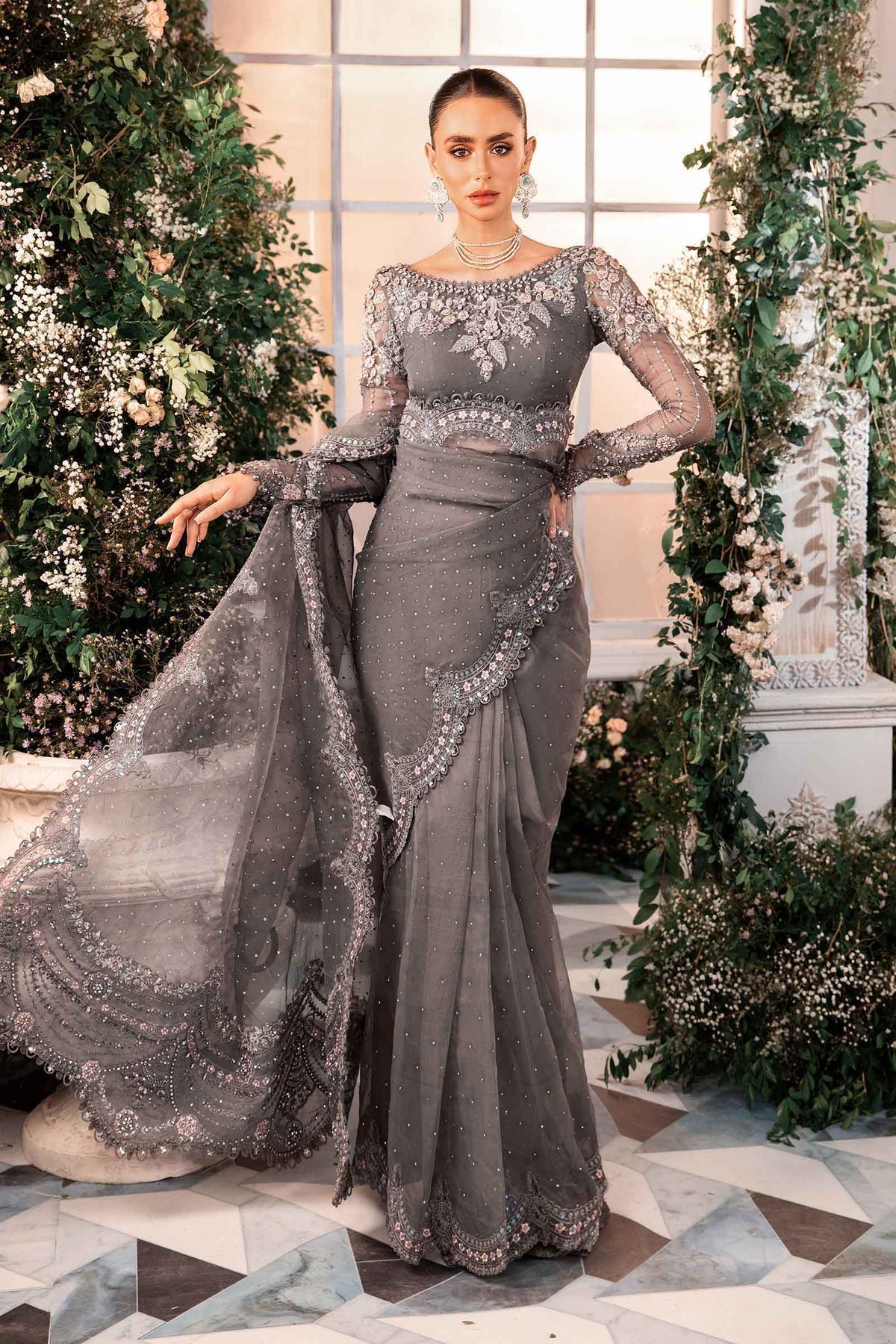 Maria B | Mbroidered Formals 24 | Organza Suit | BD-2902 - Pakistani Designer Dress - by Maria B | Type: Ladies Clothes - 100% Original at Saira Sultan