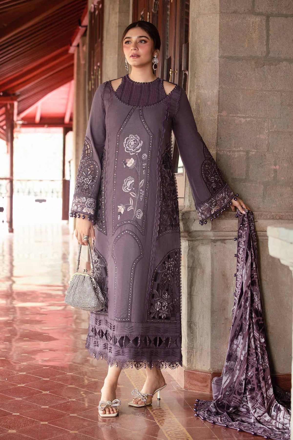 Maria B | Winter Luxe 24 | Velvet DL-1202 - Pakistani Designer Dress - by Maria B | Type: Ladies Clothes - 100% Original at Saira Sultan