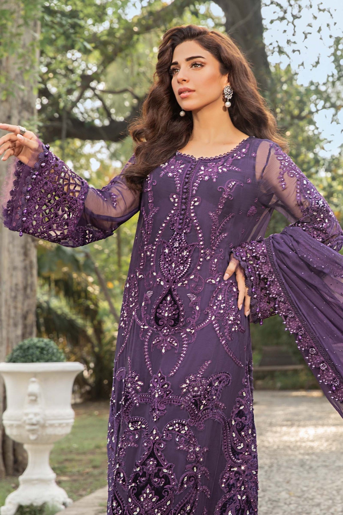 Maria B | Chiffon Formals 24 | Chiffon Suit | MPC-24-102 - Pakistani Designer Dress - by Maria B | Type: Formal - 100% Original at Saira Sultan