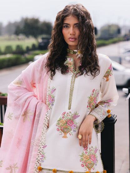 Mahnur | Broadway Luxury Lawn 25 | Cherry Blossom L White Lawn