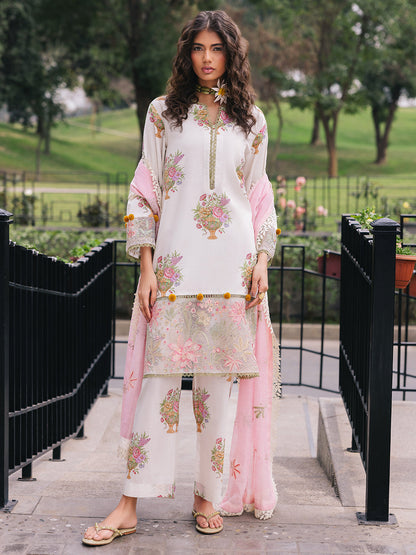 Mahnur | Broadway Luxury Lawn 25 | Cherry Blossom XS White Lawn