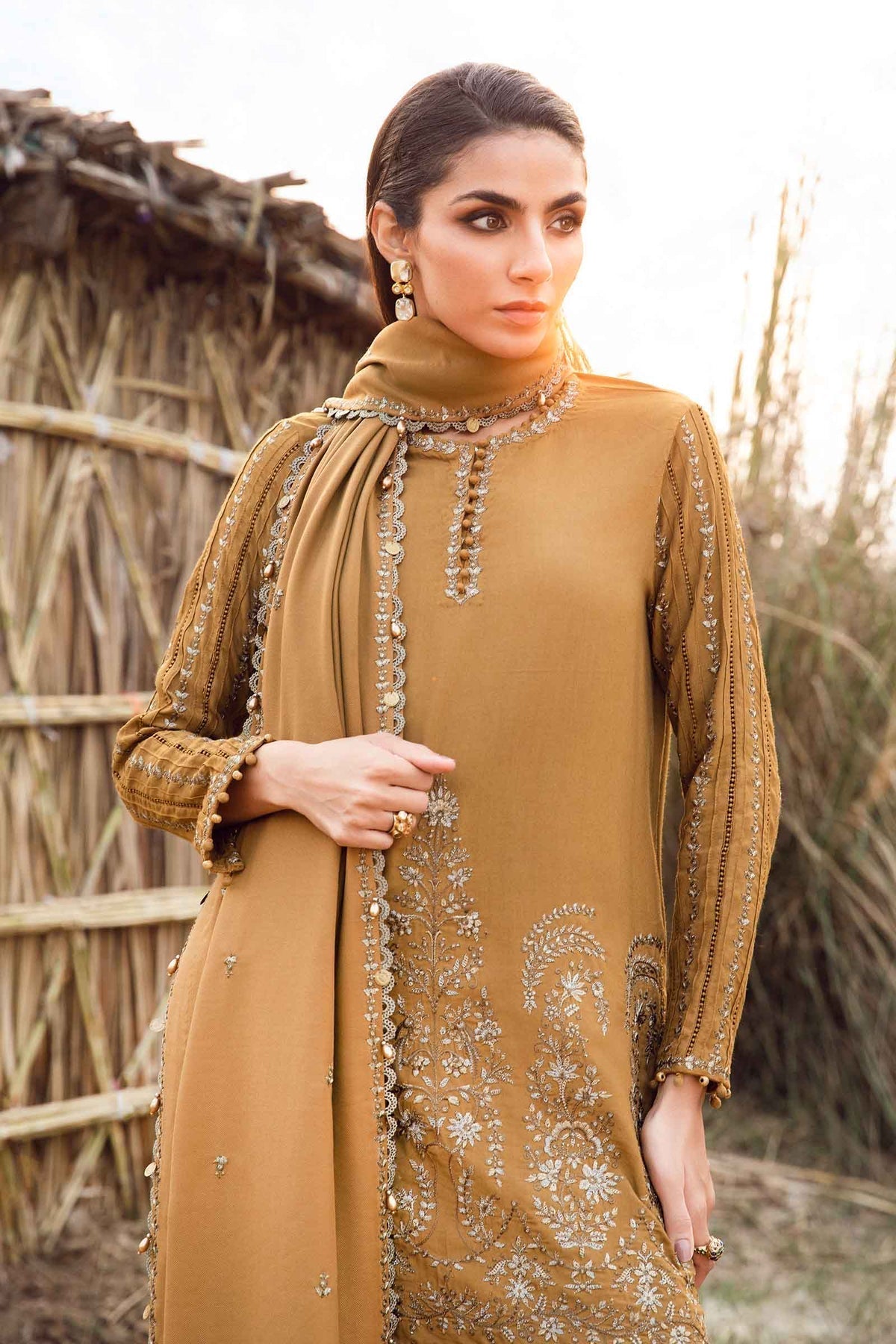 Maria B | M Prints Winter 24 | MPT-2403-A M Mustard Linen