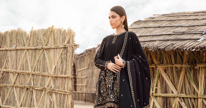 Maria B | M Prints Winter 24 | MPT-2403-B XL Black Linen
