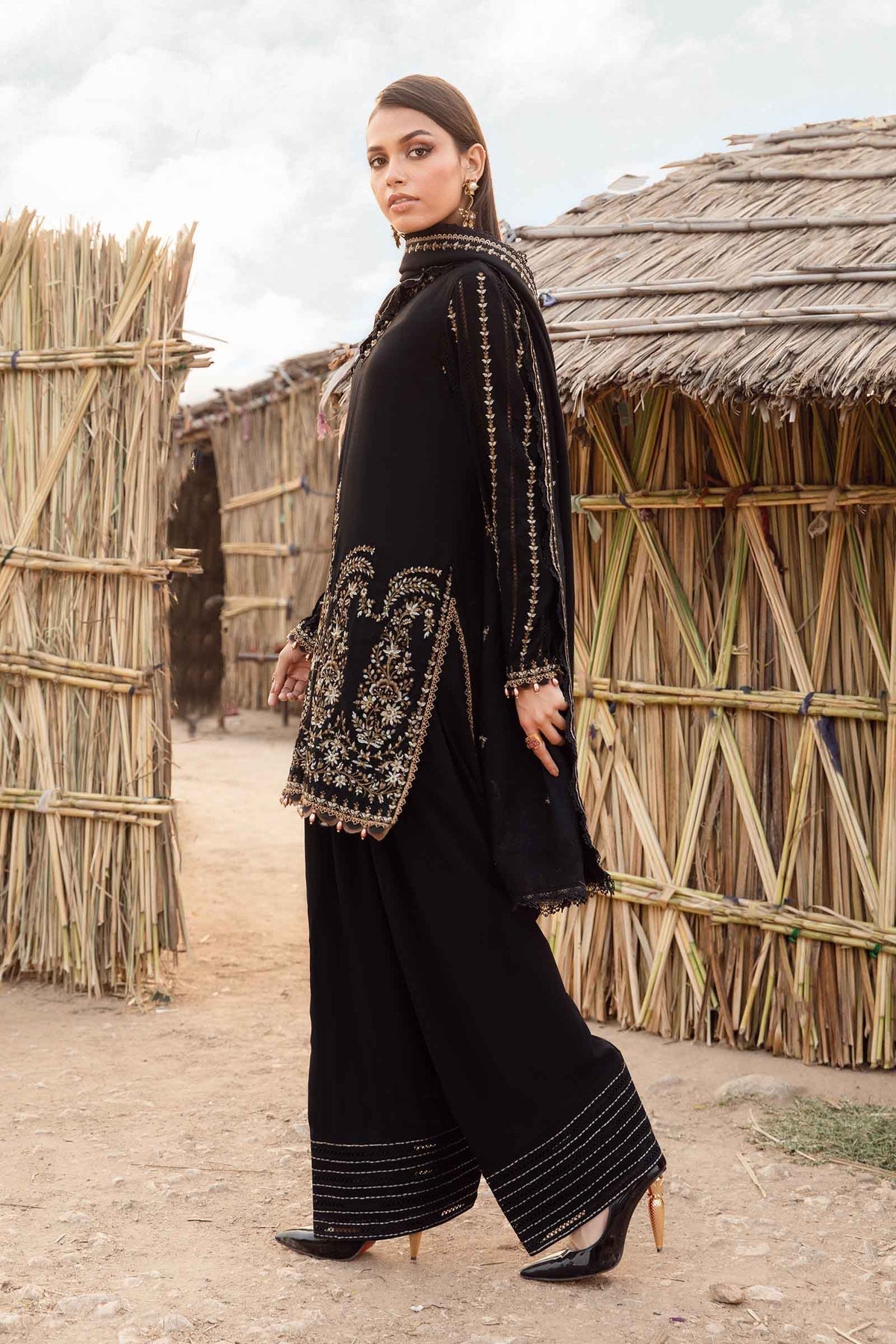Maria B | M Prints Winter 24 | MPT-2403-B S Black Linen