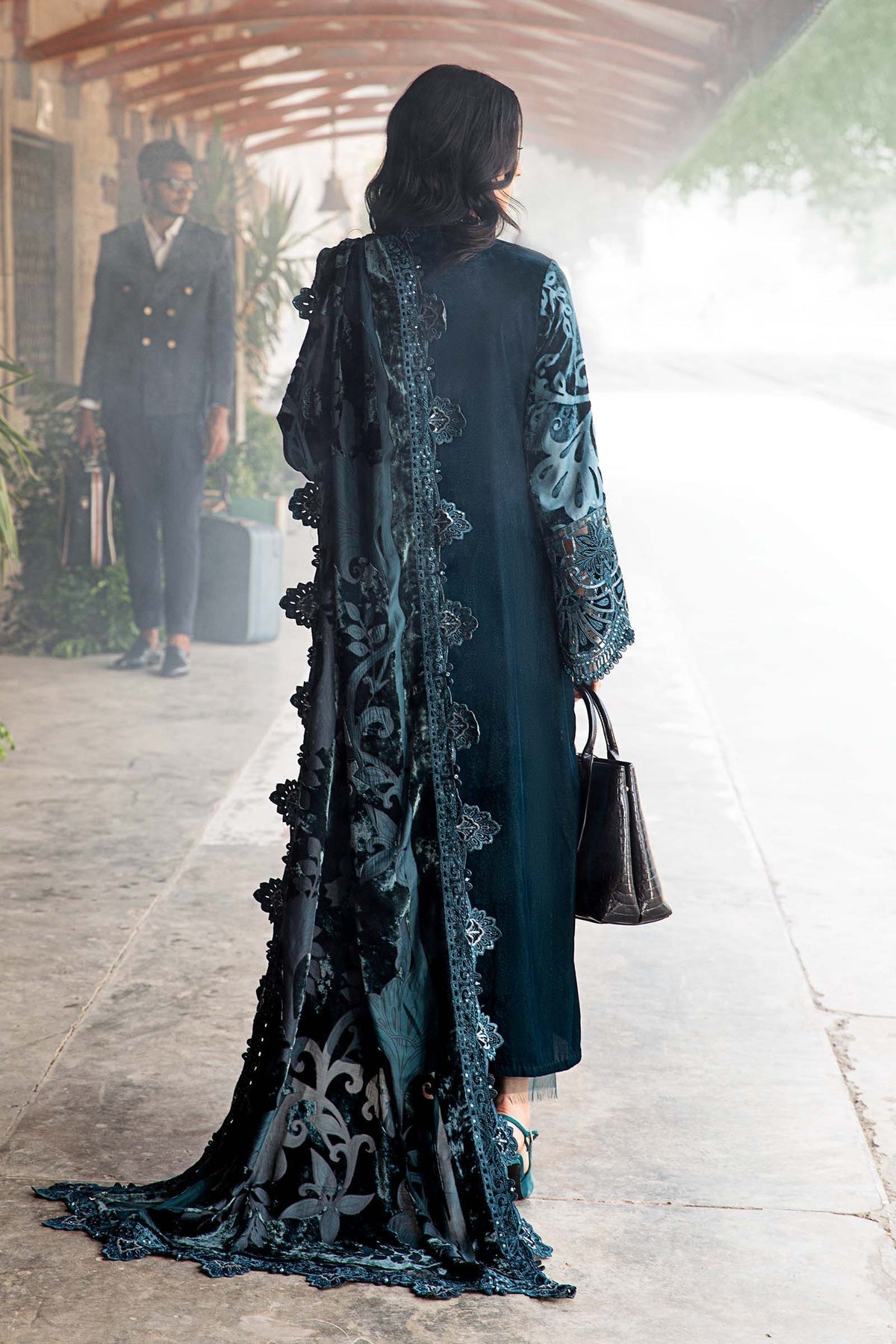 Maria B | Winter Luxe 24 | Velvet DL-1203 - Pakistani Designer Dress - by Maria B | Type: Ladies Clothes - 100% Original at Saira Sultan