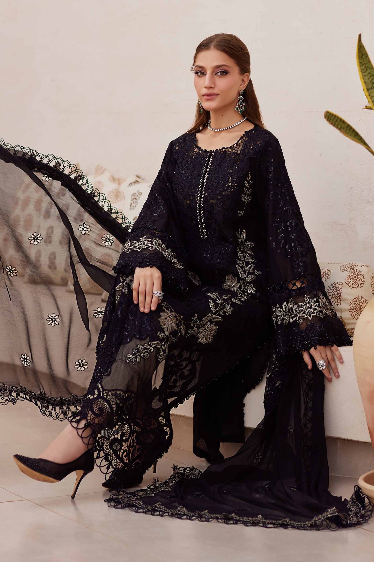 Maria B | Eid Collection 25 | 25-03 Custom Size Black Lawn
